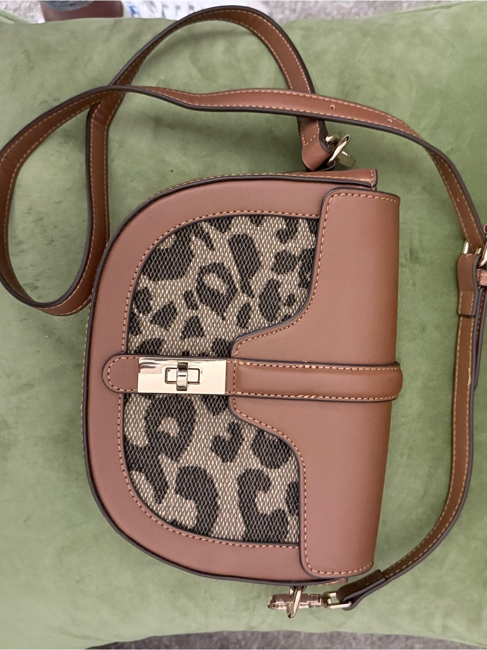 Brown Leopard-Print Crossbody Shoulder Bag